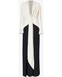 Victoria Beckham - Tie-front Plunge-neck Silk Maxi Dress - Lyst
