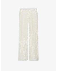 Claudie Pierlot - Sequin-embellished Wide-leg Mid-rise Stretch-woven Trousers - Lyst