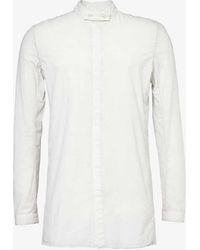 Boris Bidjan Saberi - Band-collar Long-sleeved Stretch-cotton And Linen Shirt - Lyst