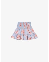 Maje - Floral-Print Elasticated-Waist Woven Mini Skirt - Lyst