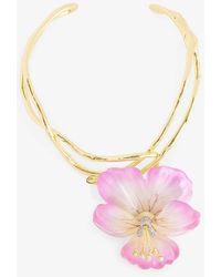 Alexis - Pansy 14ct Yellow Gold-plated Brass, Lucite And Crystal Collar Necklace - Lyst
