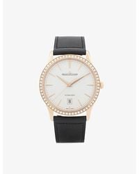 Jaeger-lecoultre - Q1232501 Master Ultra Thin Rose-gold, 0.85ct Diamond And Calfskin-leather Watch - Lyst