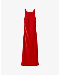 Claudie Pierlot - Open-Back Cross-Strap Satin Maxi Dress - Lyst