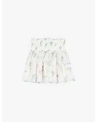 The Kooples - Floral-Print Shirred-Waist Woven Mini Skirt - Lyst