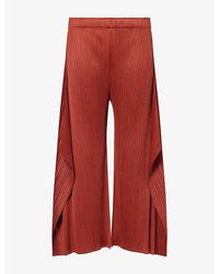 Pleats Please Issey Miyake - Wide-Leg Panel Pleat Knit Trousers - Lyst