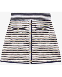 Maje - Button-embellished Stripe Stretch Cotton-blend Mini Skirt - Lyst