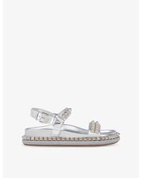 Christian Louboutin - Pyrabizz Flat Leather Sandals - Lyst