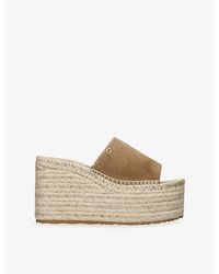 Gianvito Rossi - Logo-Embellished Suede Platform Wedges - Lyst