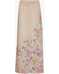 Zimmermann - Halliday Floral-print Linen Trousers - Lyst