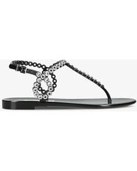 Aquazzura - Almost Bare Crystal-embellished T-bar Jelly Sandals - Lyst