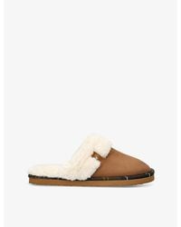 Barbour - Claudia Checked-Trim Faux-Suede Slippers - Lyst