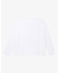 The White Company - Draped Long-Sleeve Linen-Jersey Top - Lyst