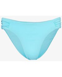 Seafolly - Collective Ruched Mid-rise Stretch-recycled Nylon Bikini Bottoms - Lyst