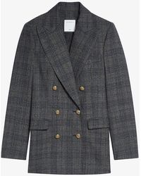 Sandro Anthea Double-breasted Woven Blazer - Grey