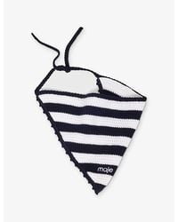 Maje - Striped Knitted Bandana Scarf - Lyst
