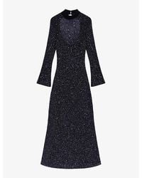 Maje - Open-back Sequin-embellished Knitted Maxi Dress - Lyst