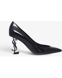 Saint Laurent Opyum 85 Patent Leather Sandals in Black | Lyst