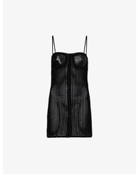 Alexander Wang - Contrast-panel Slim-fit Leather And Knitted Mini Dress - Lyst