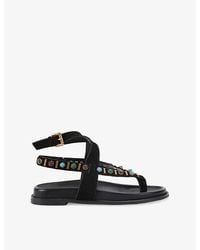 KG by Kurt Geiger - Ronny Flat Suede Sandals - Lyst