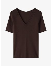 JOSEPH - Elly V-Neck Short-Sleeve Stretch Silk-Blend Top - Lyst