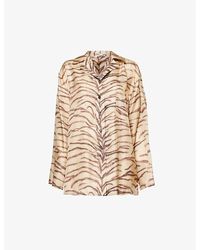 Stella McCartney - Tural Animal-print Long-sleeved Silk Shirt - Lyst