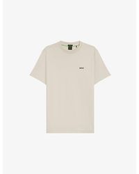 BOSS - Brand-Emed Short-Sleeved Stretch-Cotton T-Shirt - Lyst