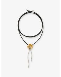 Maje - Flower Diamante-Embellished Brass And Cotton Choker Necklace - Lyst
