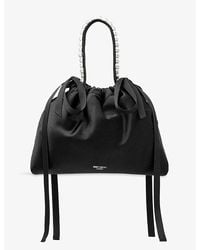 Jimmy Choo - Drawstring Mini Top Handle Satin Shoulder Bag - Lyst