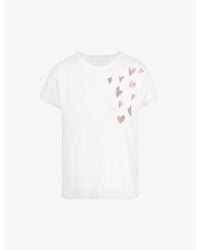 Zadig & Voltaire - Anya Heart-embellished Linen-blend T-shirt - Lyst