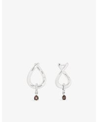 Astrid & Miyu - Molten 14Ct- Lab-Grown Diamond And Smokey Quartz Huggies - Lyst