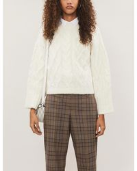 Brunello Cucinelli Cable-knit Cropped Cashmere-blend Sweater - Natural