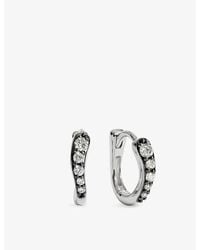 Monica Vinader - Riva Pavé Diamond Blackened Sterling- And 0.14Ct Lab Grown Diamond Huggie Earrings - Lyst