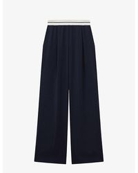 Reiss - Vy Abigail Striped-waistband Wide-leg Woven Trousers - Lyst