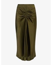 Victoria Beckham - Bela Crepe-Back Satin Midi Skirt - Lyst