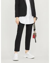 Sandro Satin-trim Stretch-woven Trousers - Black