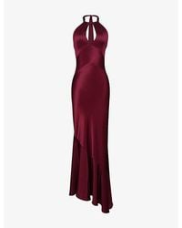 House Of Cb - Oliviana Halter-Neck Satin Maxi Dress - Lyst
