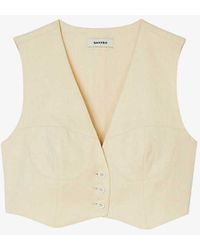 Sandro - Corset-style Cropped Stretch Linen-blend Waistcoat - Lyst