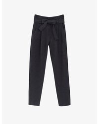 IKKS - Striped Straight-leg High-rise Stretch-woven Trousers - Lyst