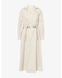 Max Mara - Collared Drawstring-Waist Cotton Poplin Midi Dress - Lyst