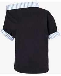 Dries Van Noten - Double-layered Striped-trim Cotton-jersey Top - Lyst