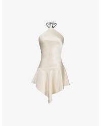 House Of Cb - Larissa Halter-Neck Satin Mini Dress - Lyst
