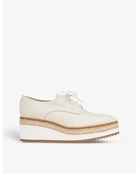LK Bennett Womens Whi-off White Pembridge Platform-wedge Oxford Shoes 5