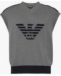 Emporio Armani - Logo-intarsia Cotton Knitted Vest Xx - Lyst