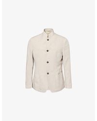 Eleventy - Mandarin-Collar Single-Breasted Linen-Blend Jacket - Lyst
