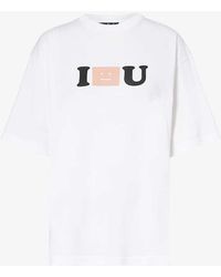 Acne Studios - I Face U Logo-print Cotton-jersey T-shirt - Lyst