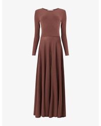 eem - Long-Sleeve Fit And Flare Knitted Maxi Dress - Lyst
