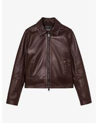 Reiss - Sorina Zip-Up Leather Jacket - Lyst