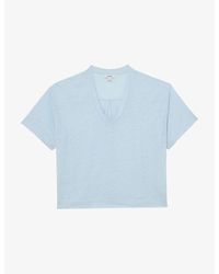 Reiss - Ember V-Neck Relaxed-Fit Linen T-Shirt - Lyst