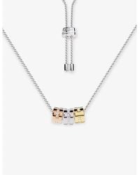 Apm Monaco - Love Rhodium 18Ct- And 18Ct Rose- Plated Alloy And Cubic Zirconia Necklace - Lyst