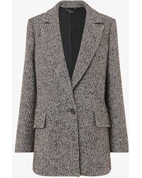 Whistles - Noa Herringbone Recycled Polyester And Wool-blend Blazer - Lyst